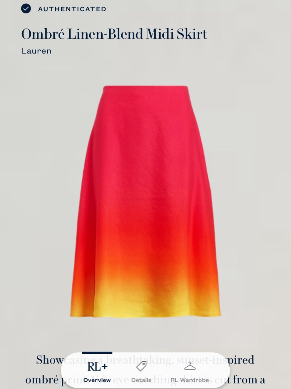 Ralph Lauren Ombré Midi Skirt — Pink to Yellow